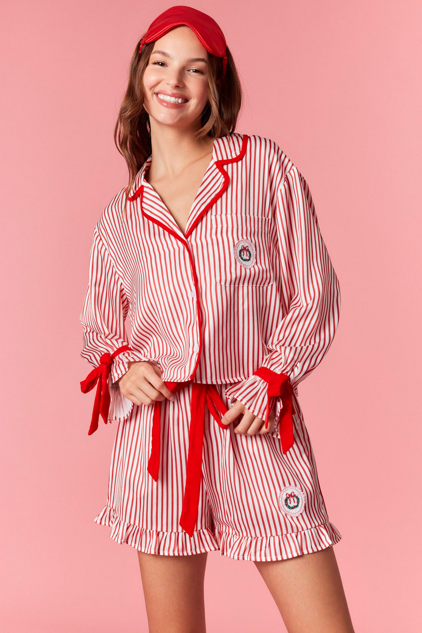 Pinstripe Pajama Set - Holiday