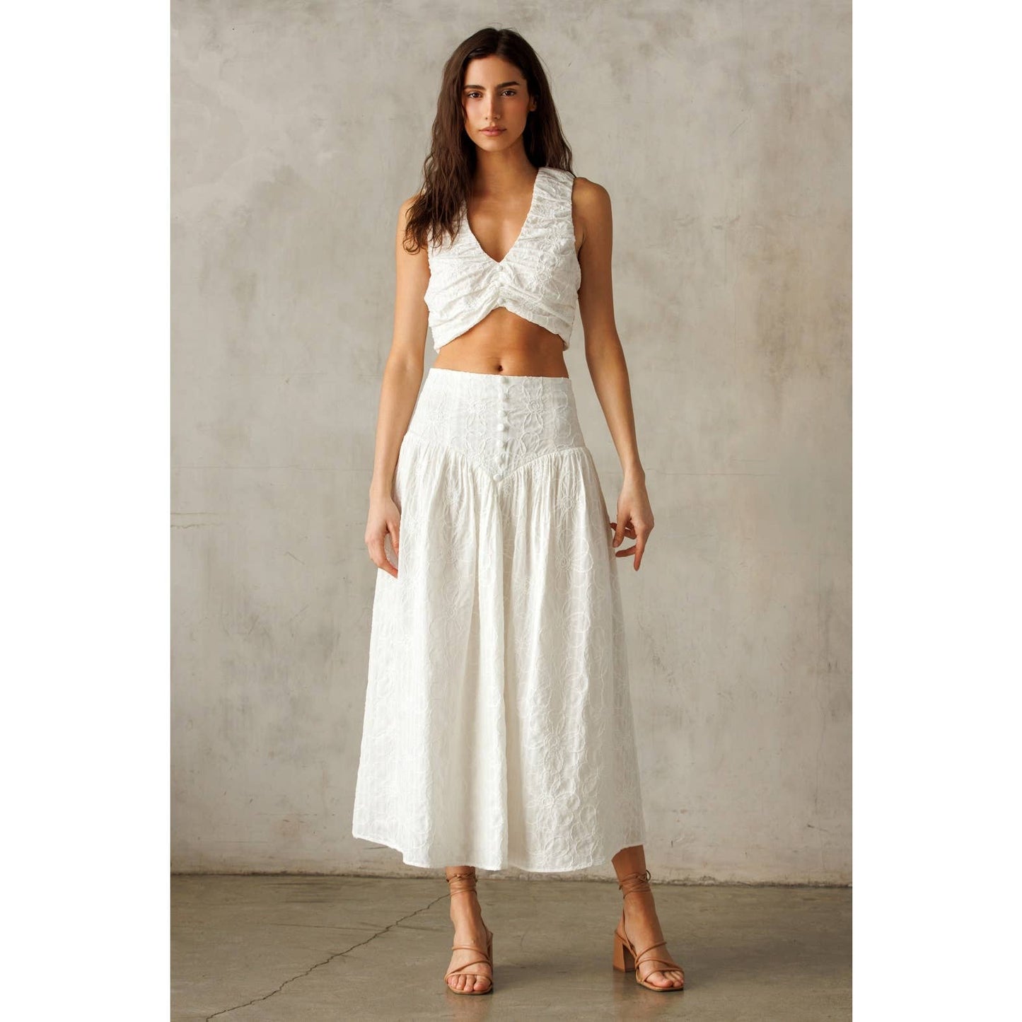 White Floral Embroidered Top