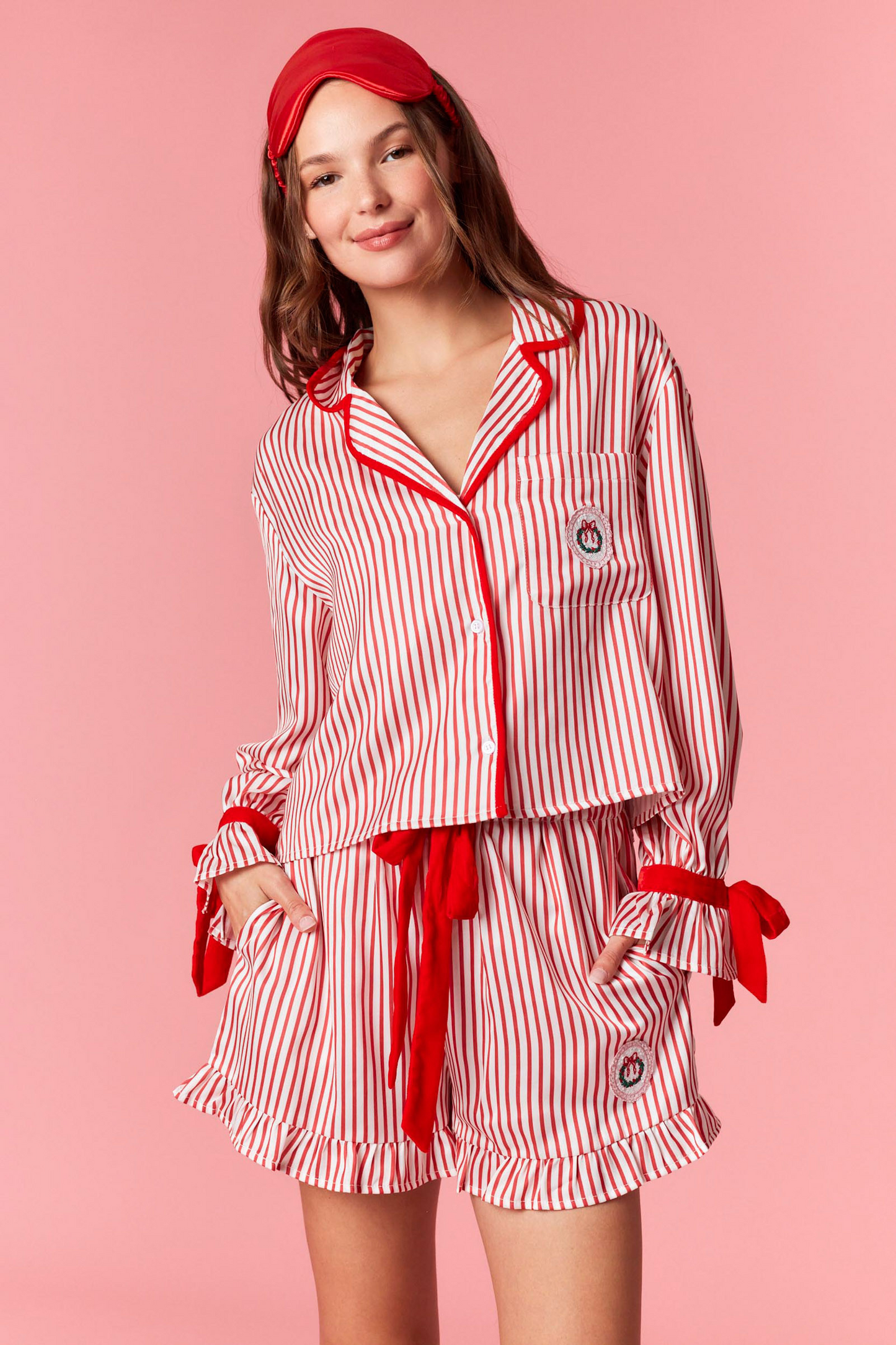 Pinstripe Pajama Set - Holiday