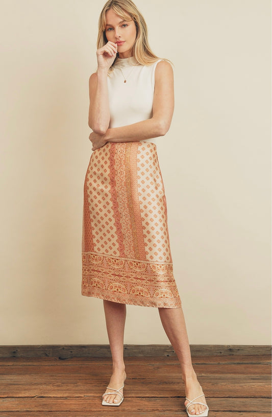 Golden Papaya Midi Skirt