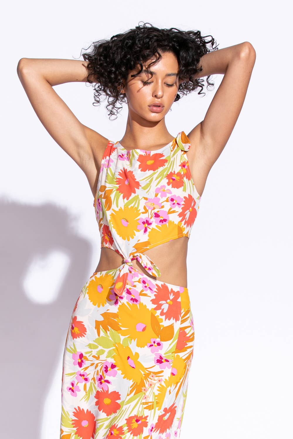 Floral Knotted Waist Maxi Dress