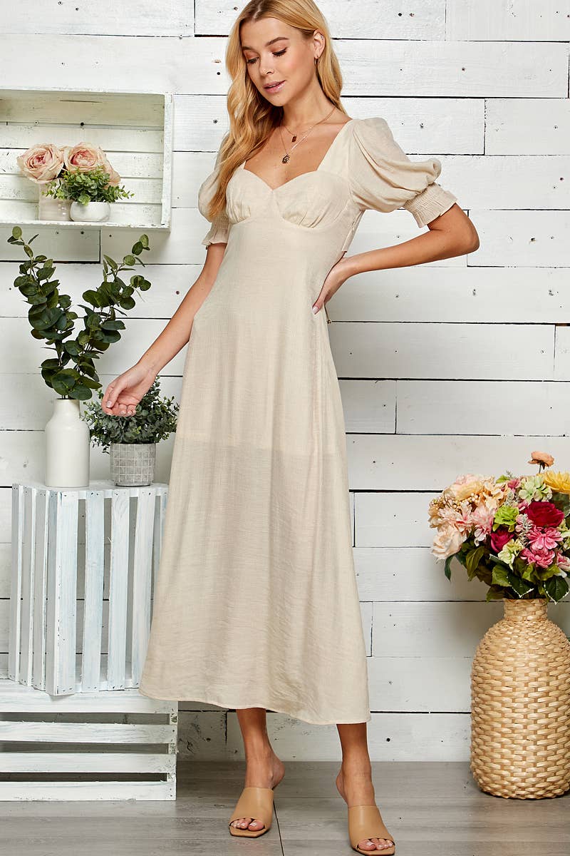 Puff Sleeve Midi Dress