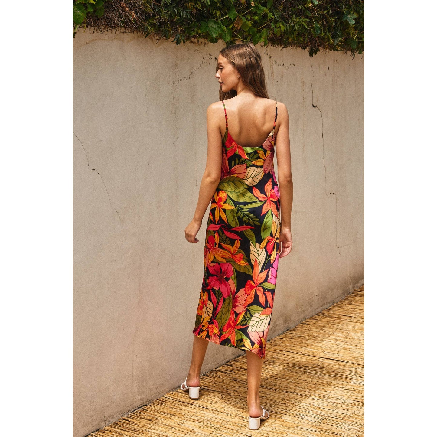 Aloha Cowl Neck Midi Slip Dress
