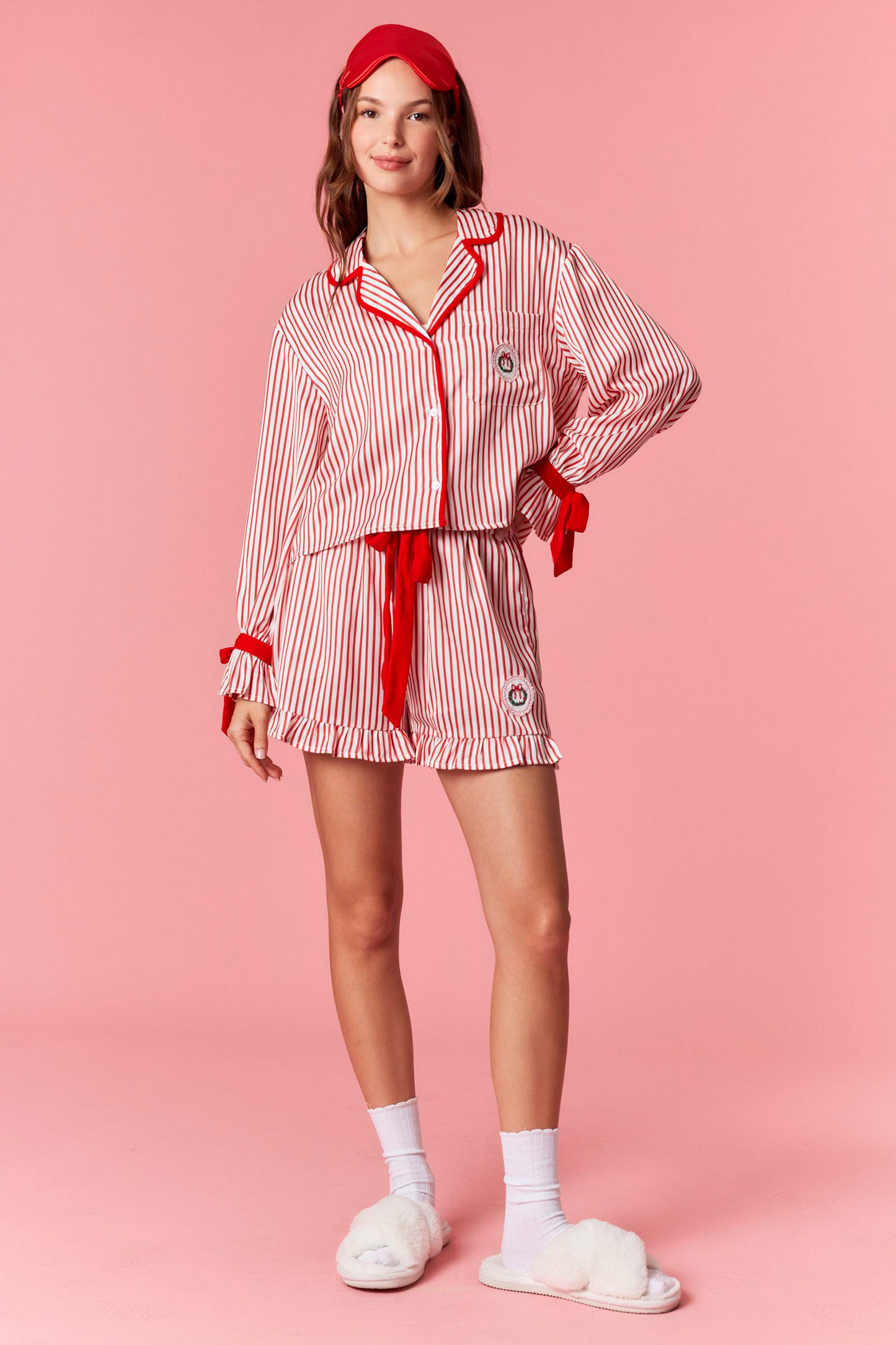 Pinstripe Pajama Set - Holiday