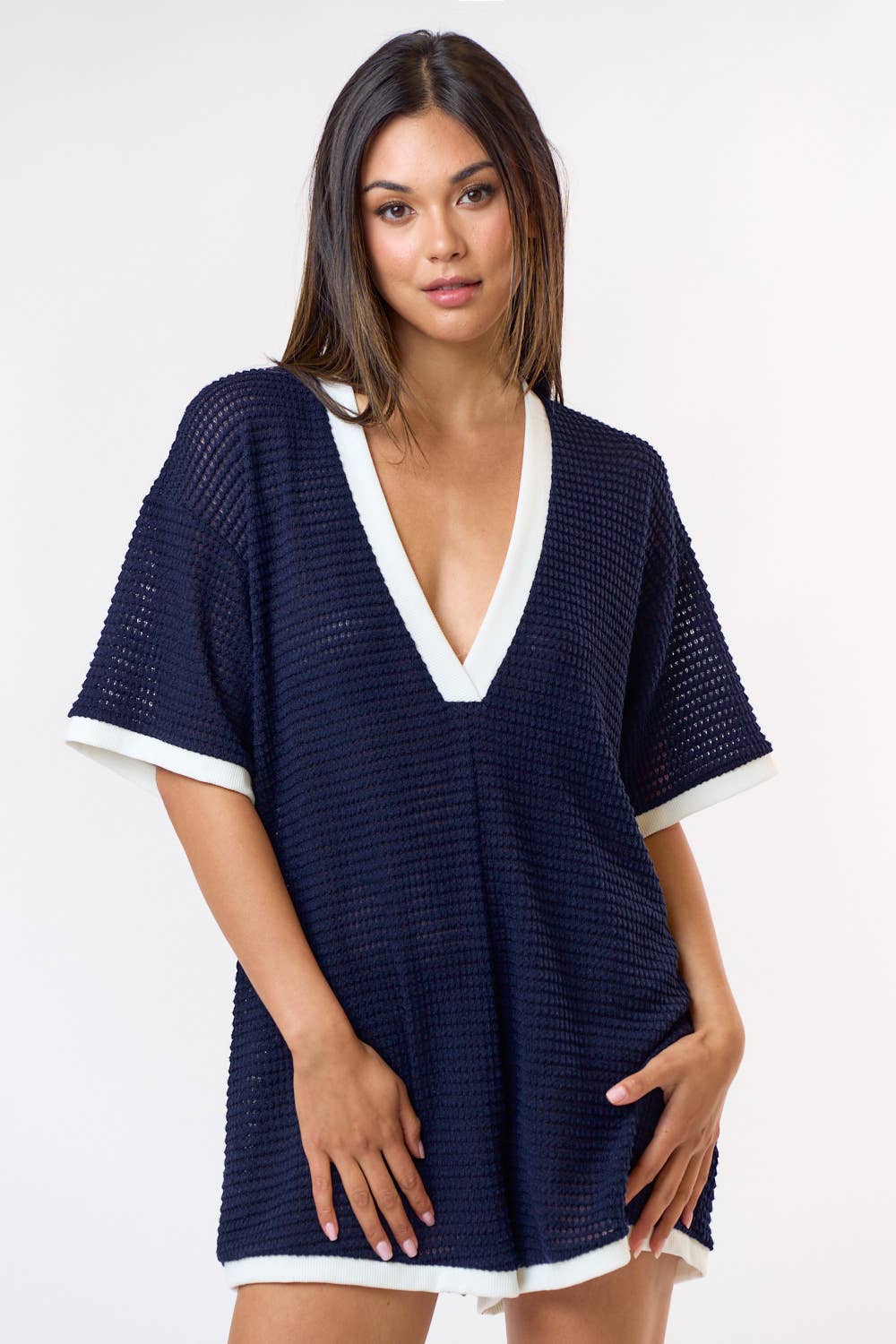 Crochet Deep V Neck Romper