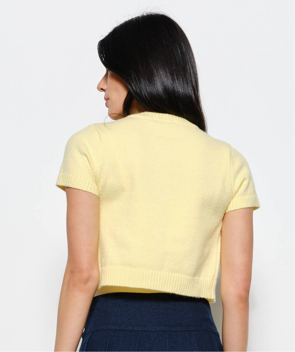 Butter Yellow Short Sleeve Cardigan