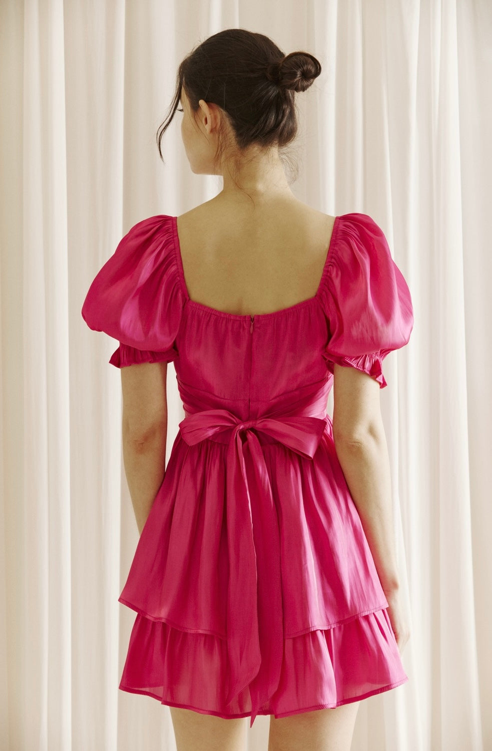 Magenta Tie Back Mini Dress