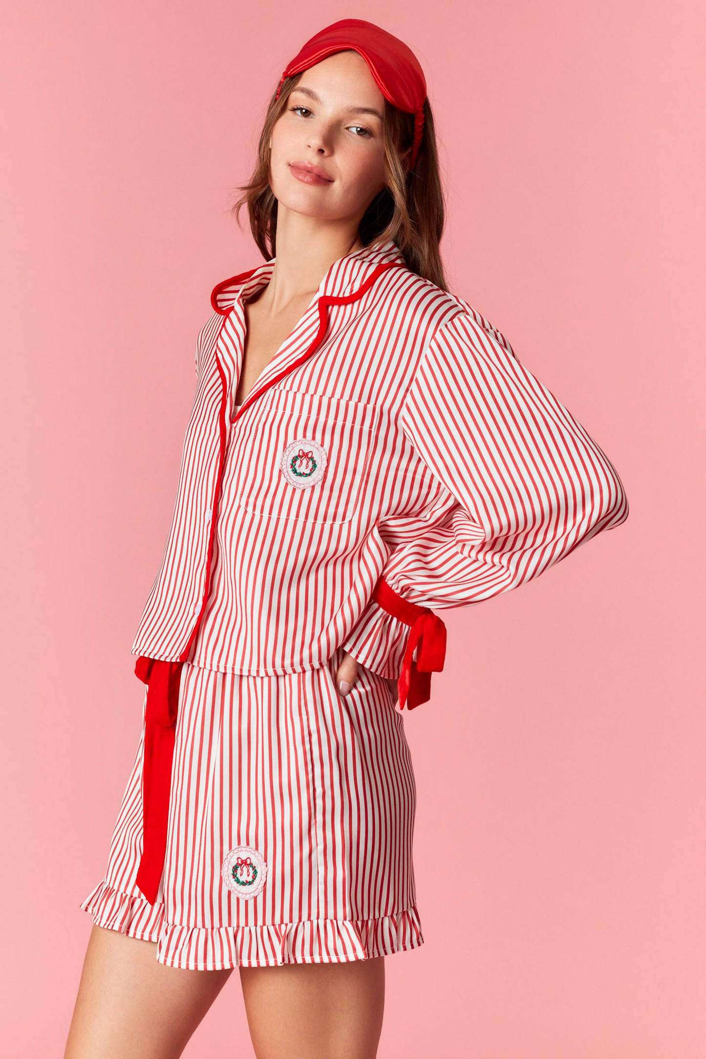 Pinstripe Pajama Set - Holiday