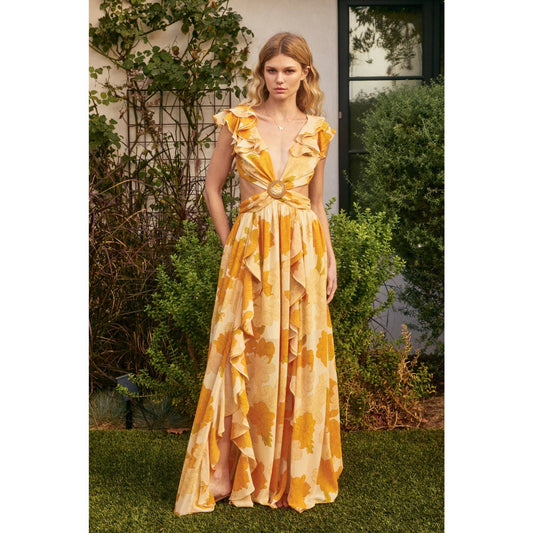 Golden Harvest Open Tie Back Maxi Dress