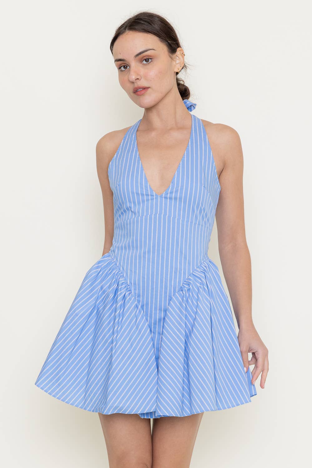 Open Back Stripe Mini Dress
