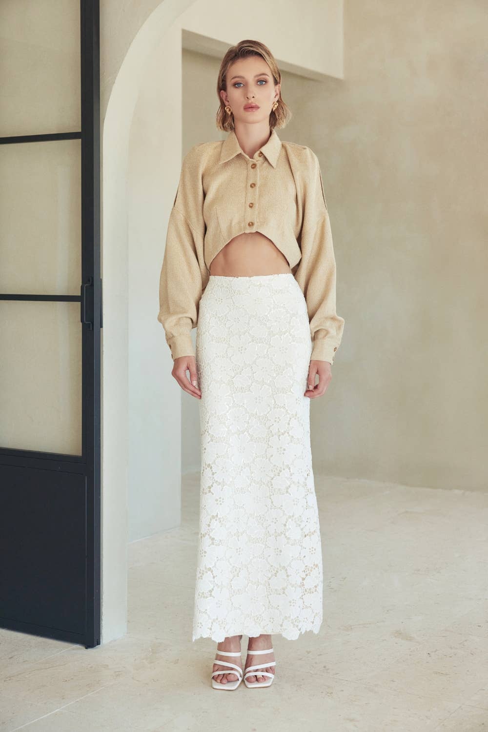 Ivory Lace Maxi Skirt