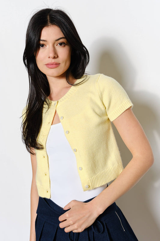 Butter Yellow Short Sleeve Cardigan