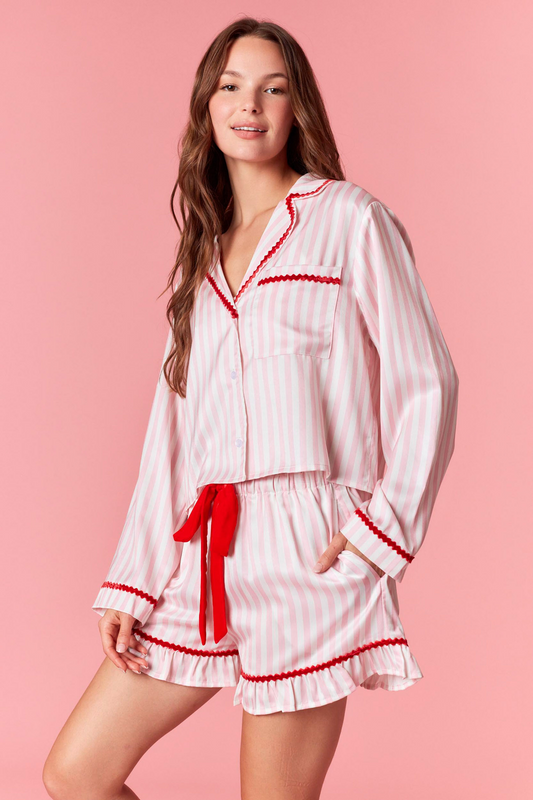 Merry & Bright Pink Striped Pajama Set