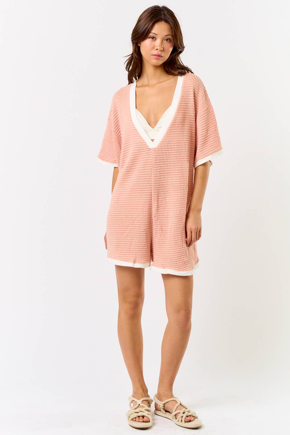 Crochet Deep V Neck Romper