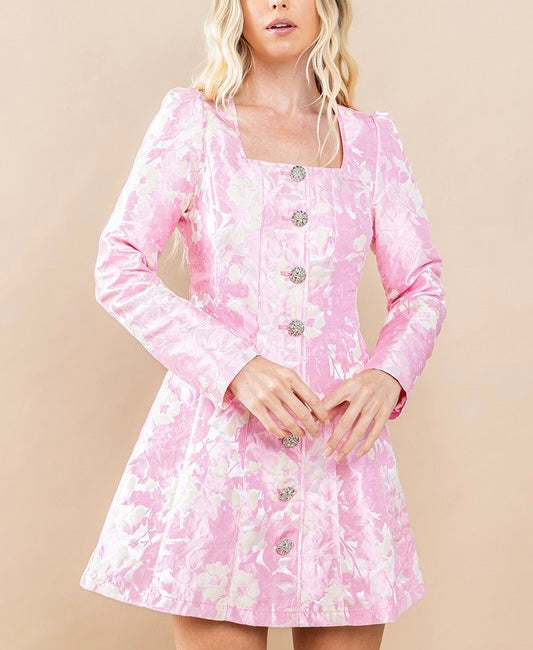 Pink Jacquard Dress