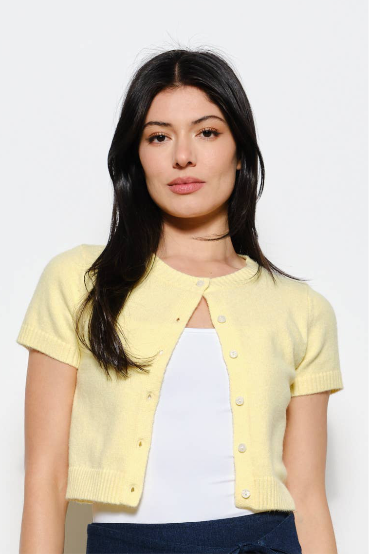 Butter Yellow Short Sleeve Cardigan
