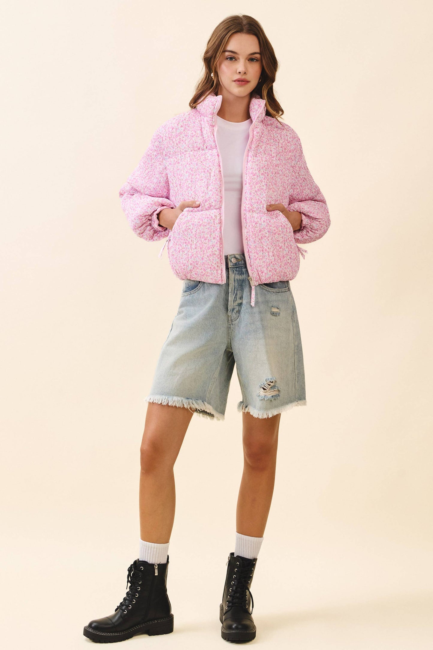 Ditsy Floral Printed Puffer Jacket