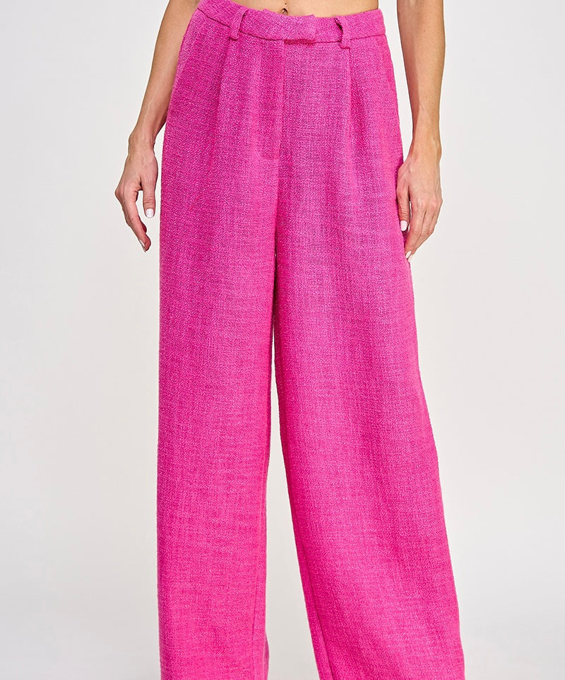 Dragonfruit Tweed Wide Leg Dress Pant