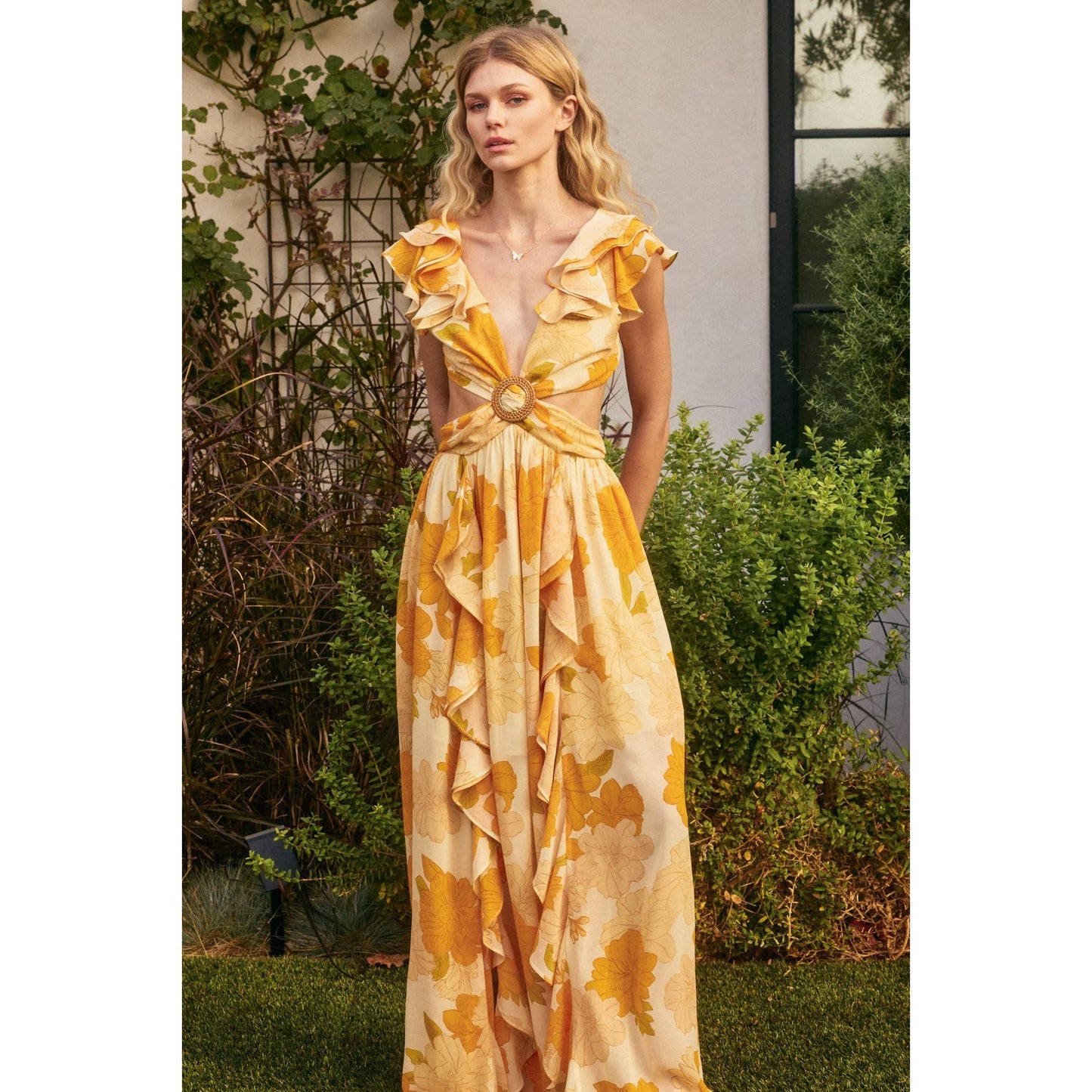 Golden Harvest Open Tie Back Maxi Dress