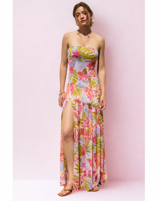 Love Coast Strapless Drop Waist Maxi Dress