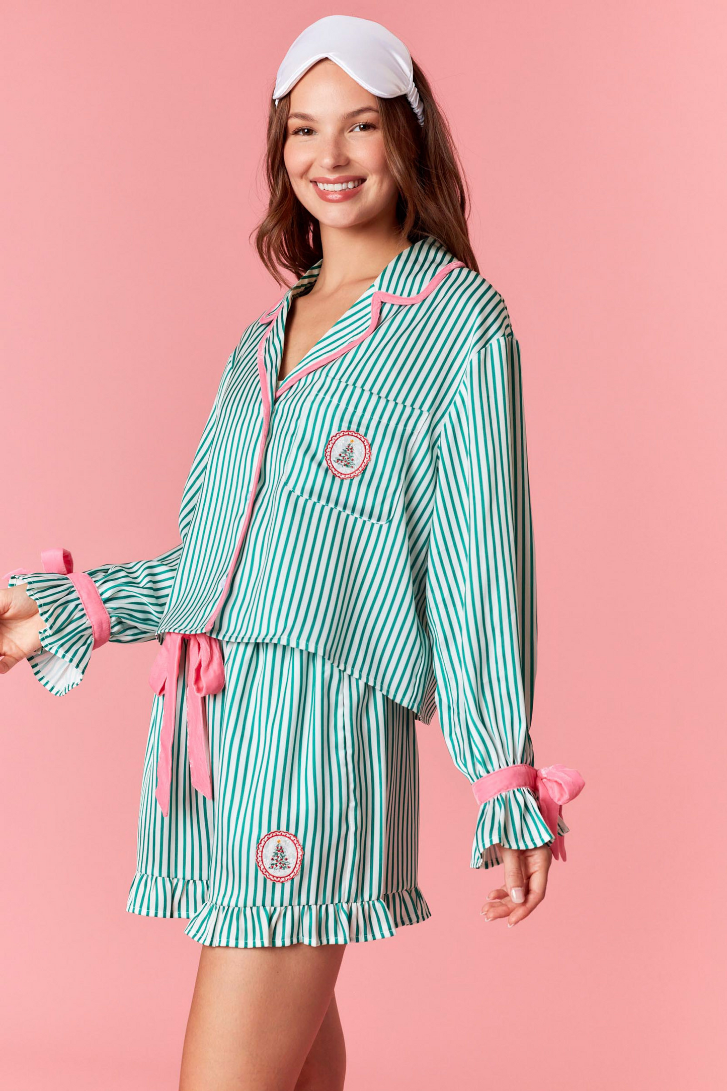 Pinstripe Pajama Set - Holiday