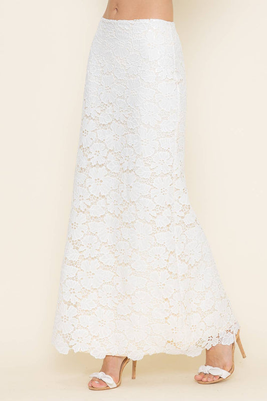 Ivory Lace Maxi Skirt