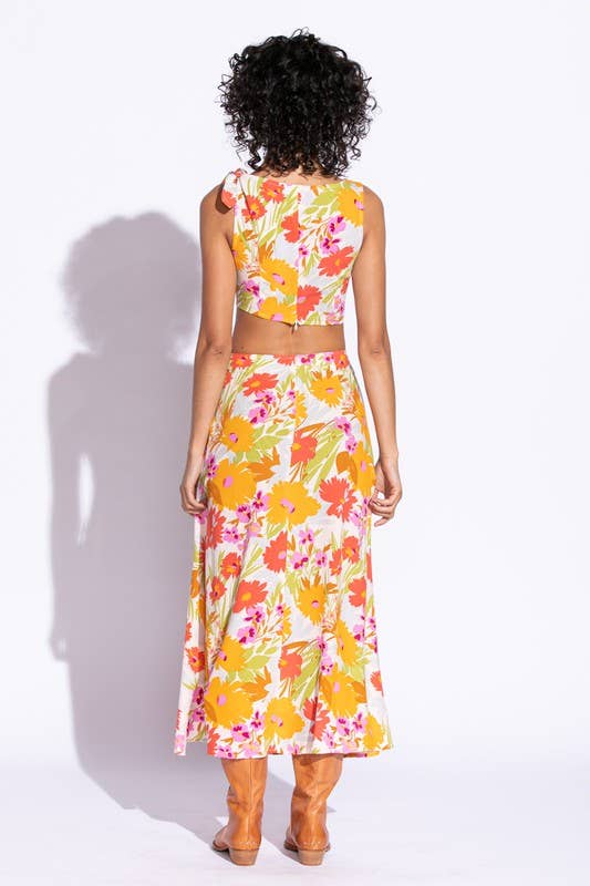 Floral Knotted Waist Maxi Dress
