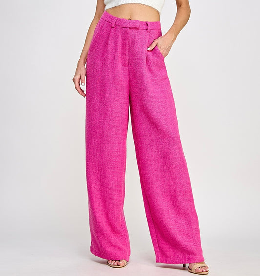 Dragonfruit Tweed Wide Leg Dress Pant