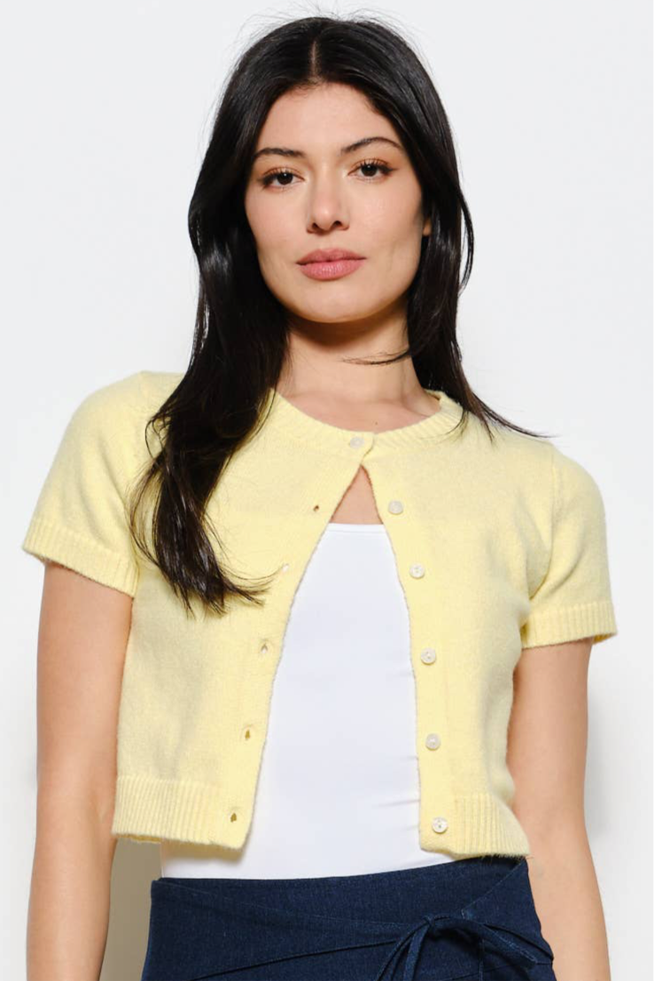 Butter Yellow Short Sleeve Cardigan
