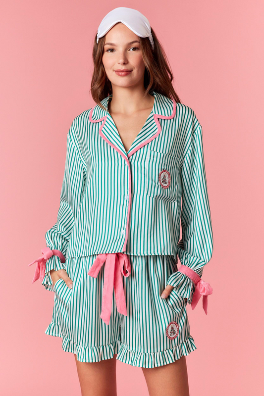 Pinstripe Pajama Set - Holiday