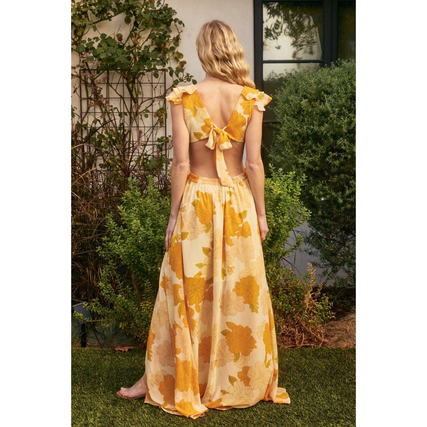 Golden Harvest Open Tie Back Maxi Dress