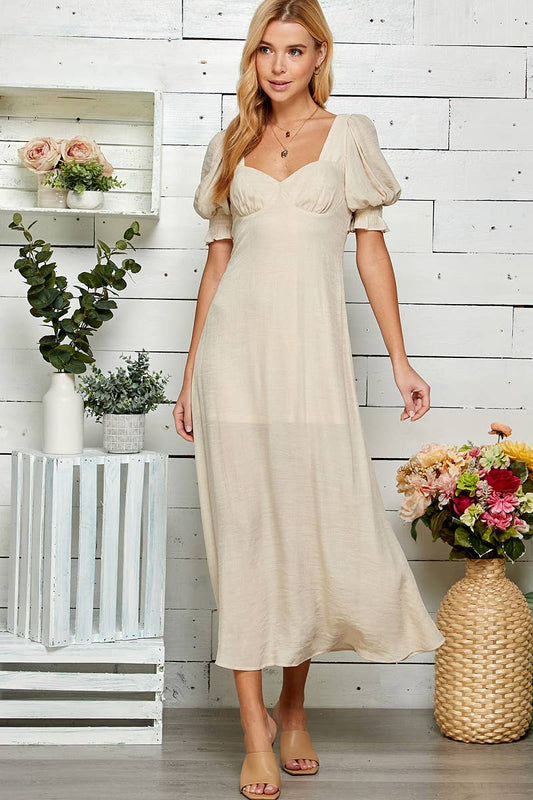 Puff Sleeve Midi Dress