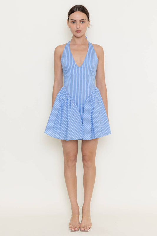 Open Back Stripe Mini Dress