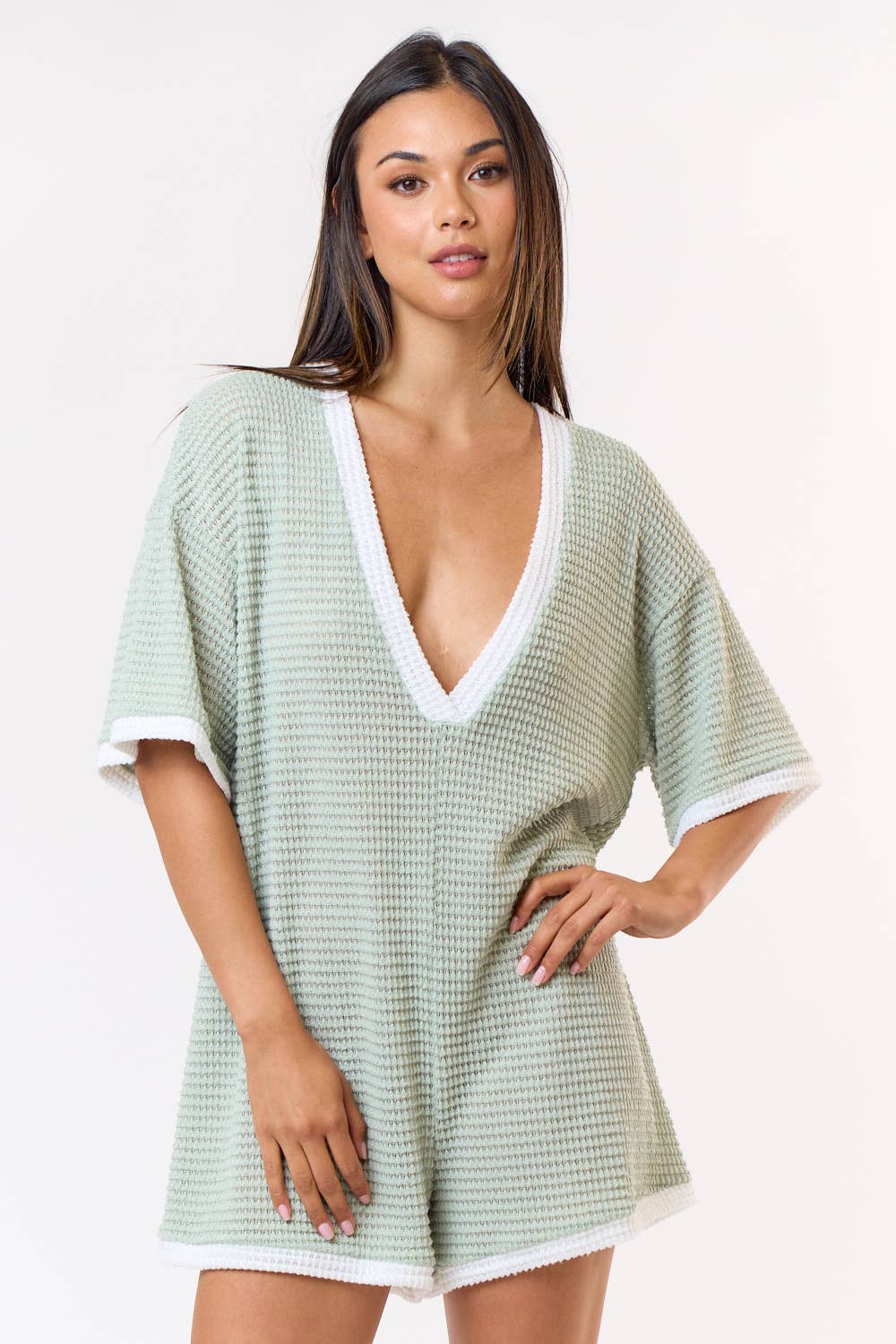 Crochet Deep V Neck Romper