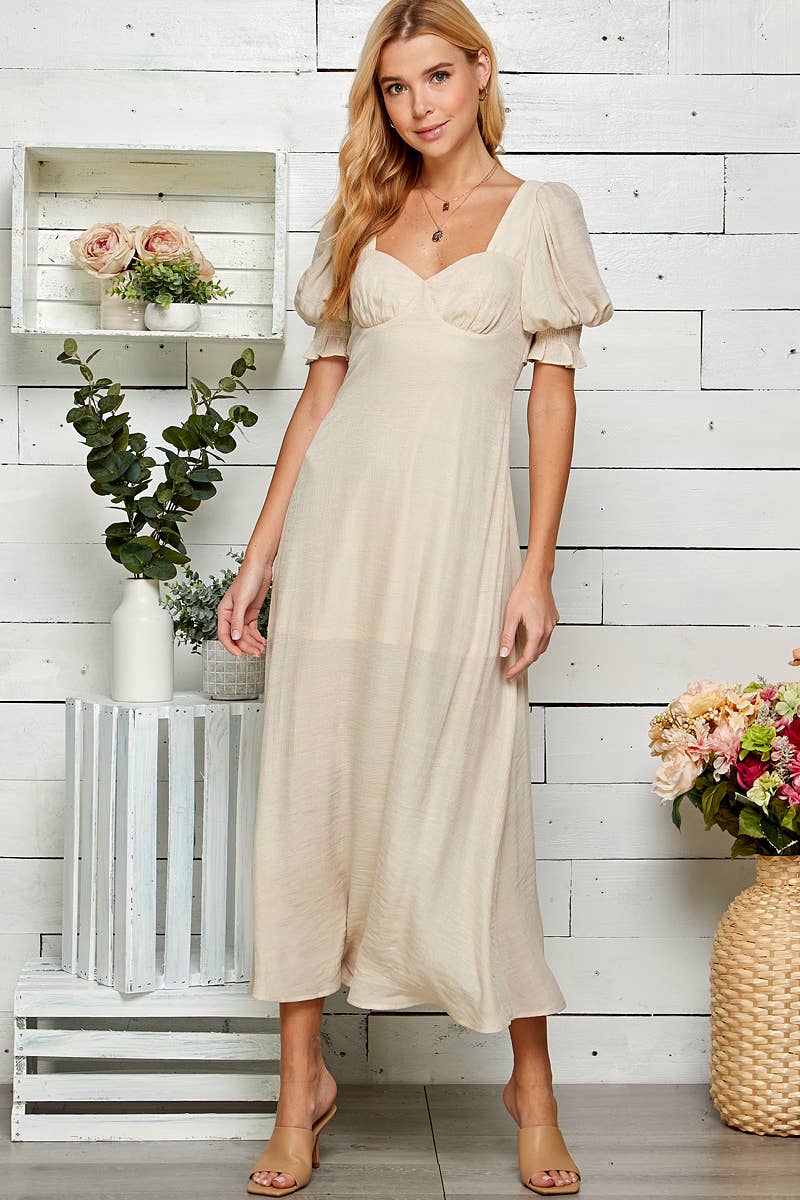 Puff Sleeve Midi Dress