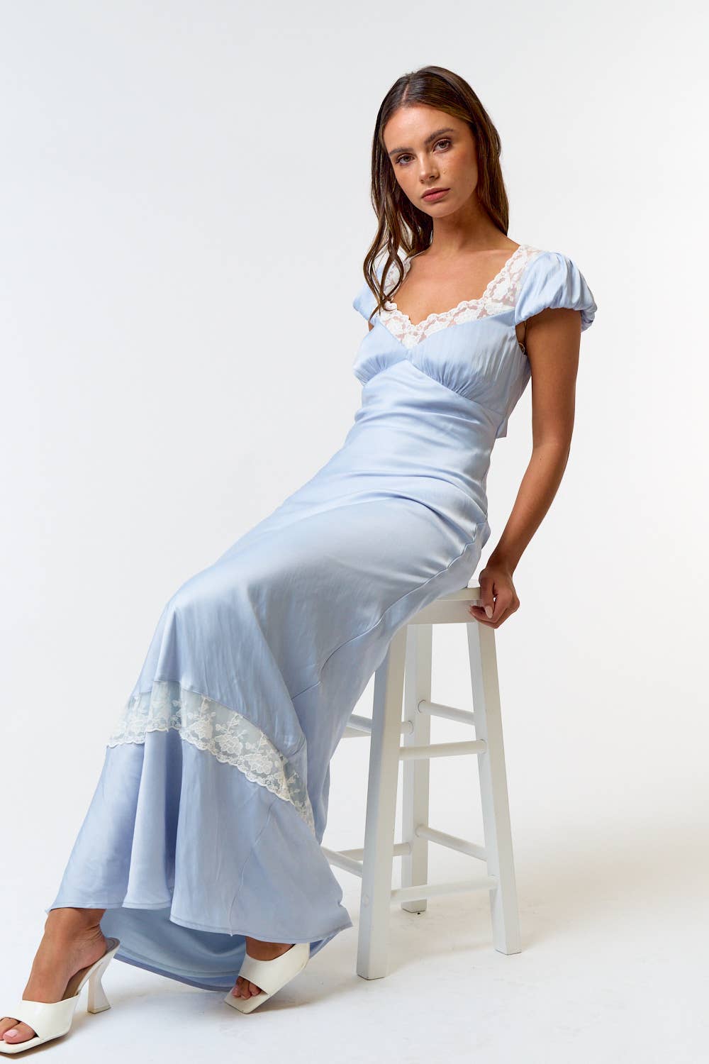 Satin Lace Maxi Dress