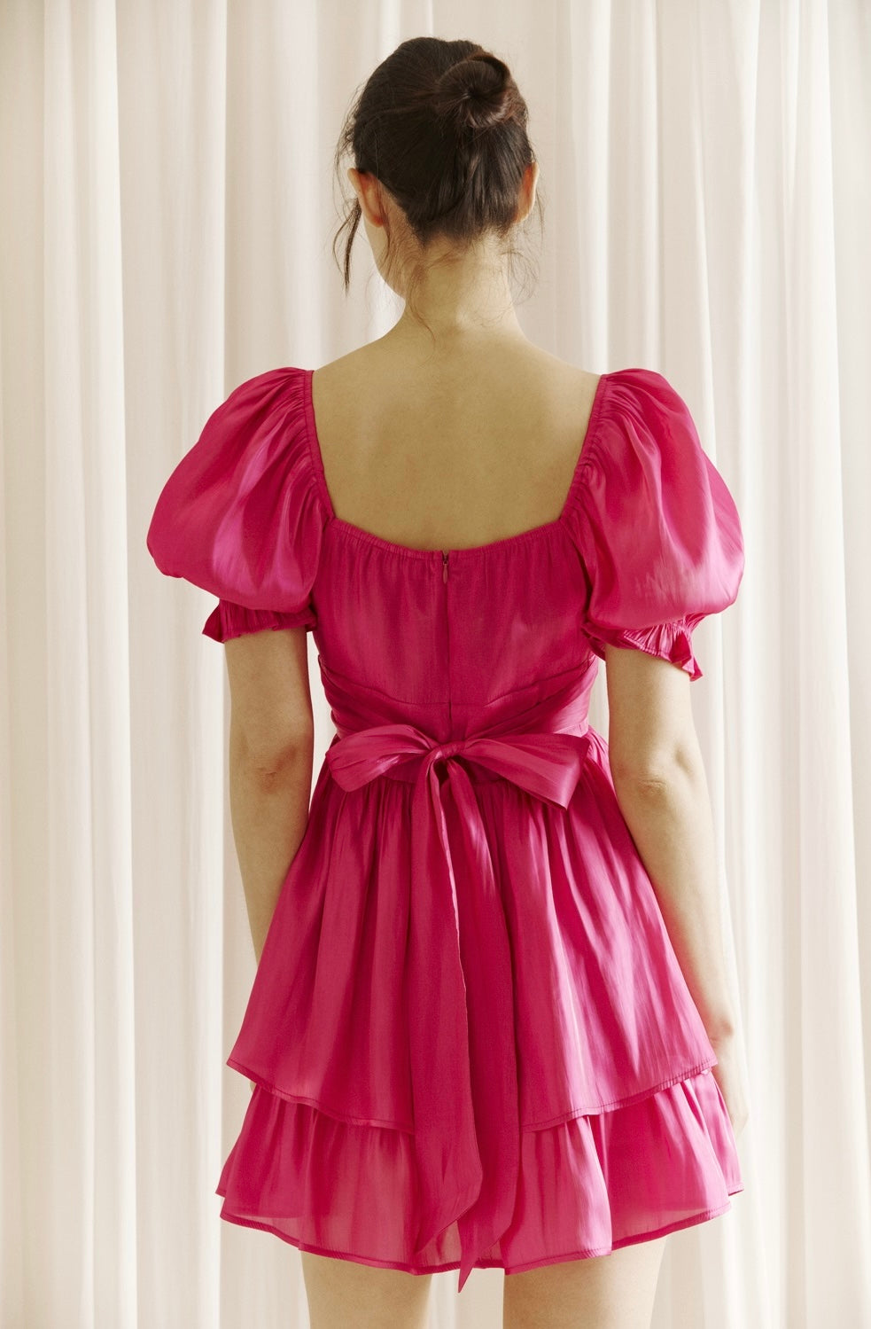 Magenta Tie Back Mini Dress