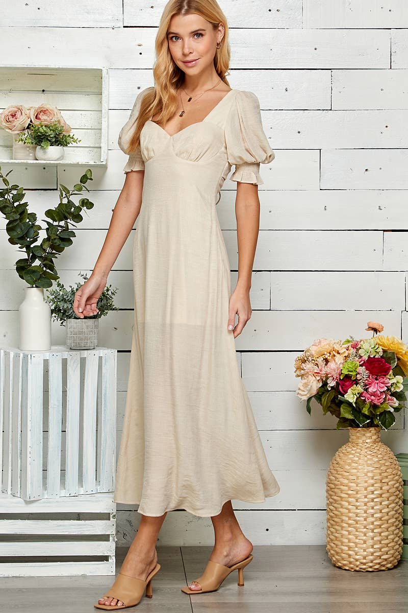 Puff Sleeve Midi Dress