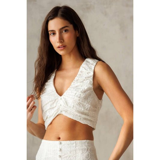 White Floral Embroidered Top