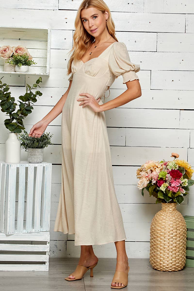 Puff Sleeve Midi Dress