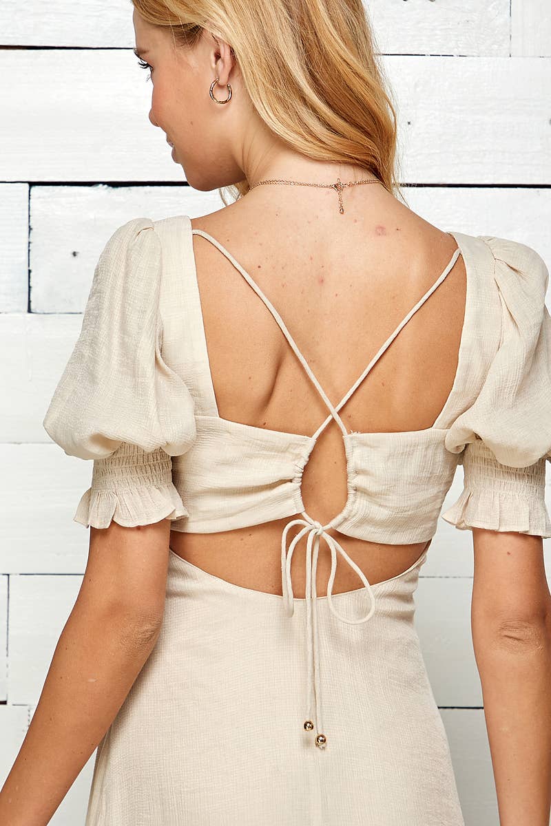 Puff Sleeve Midi Dress
