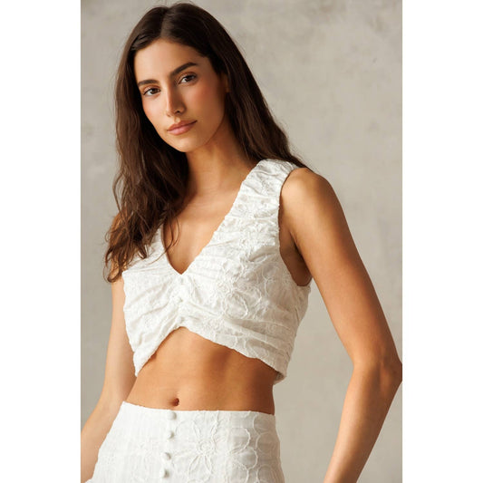 White Floral Embroidered Top