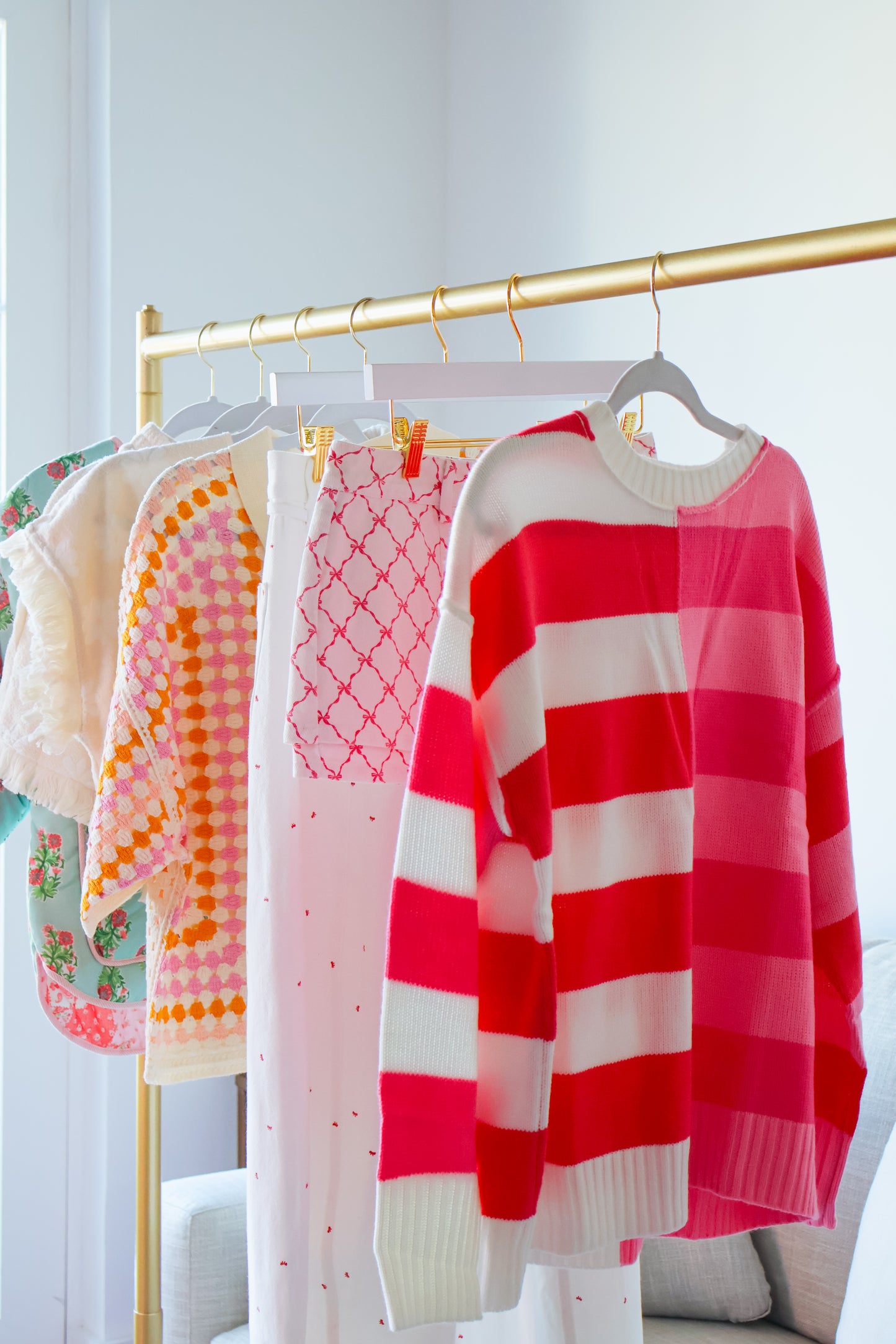 Striped Red & Pink Long Sleeve Sweater