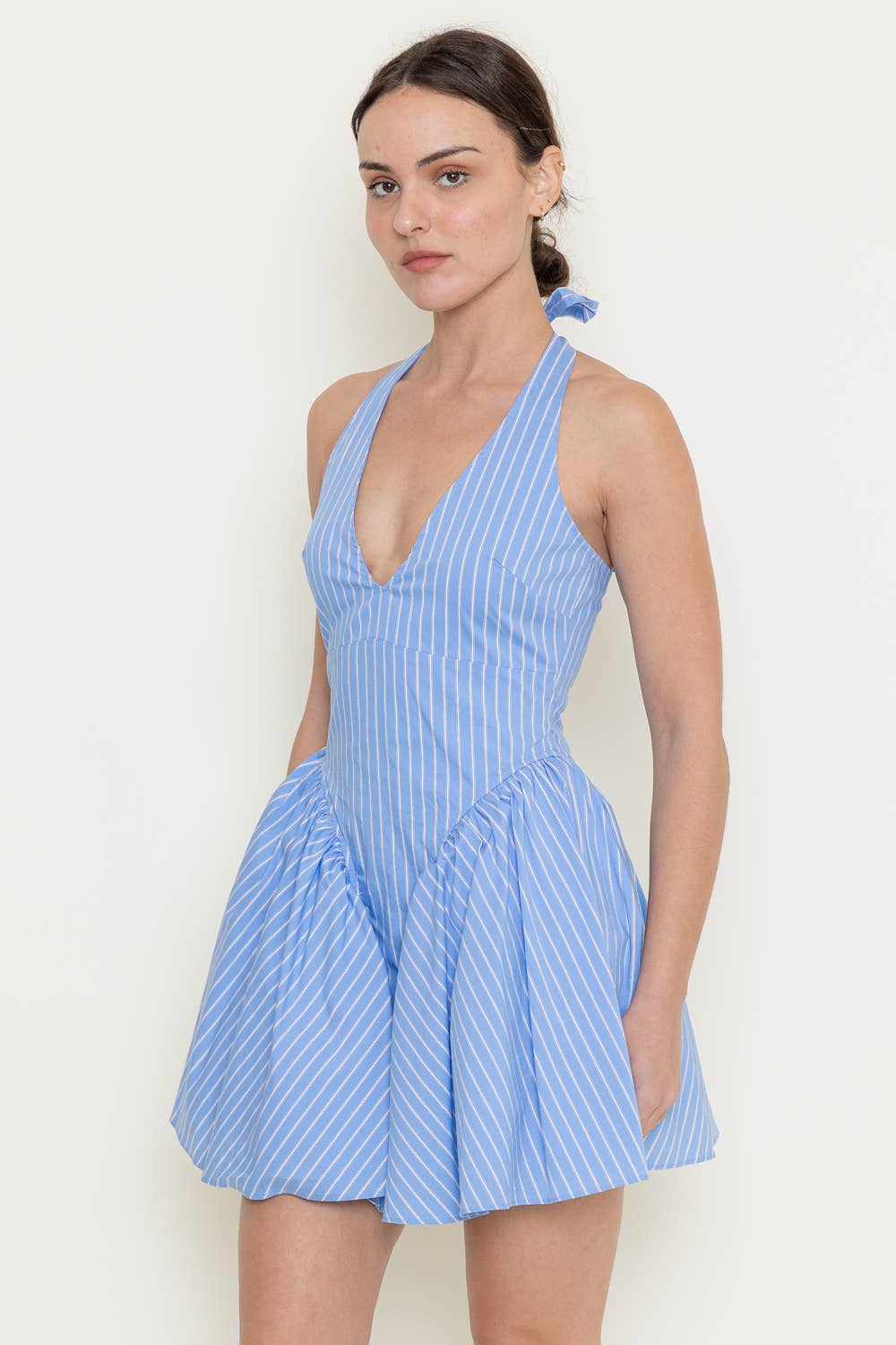 Open Back Stripe Mini Dress