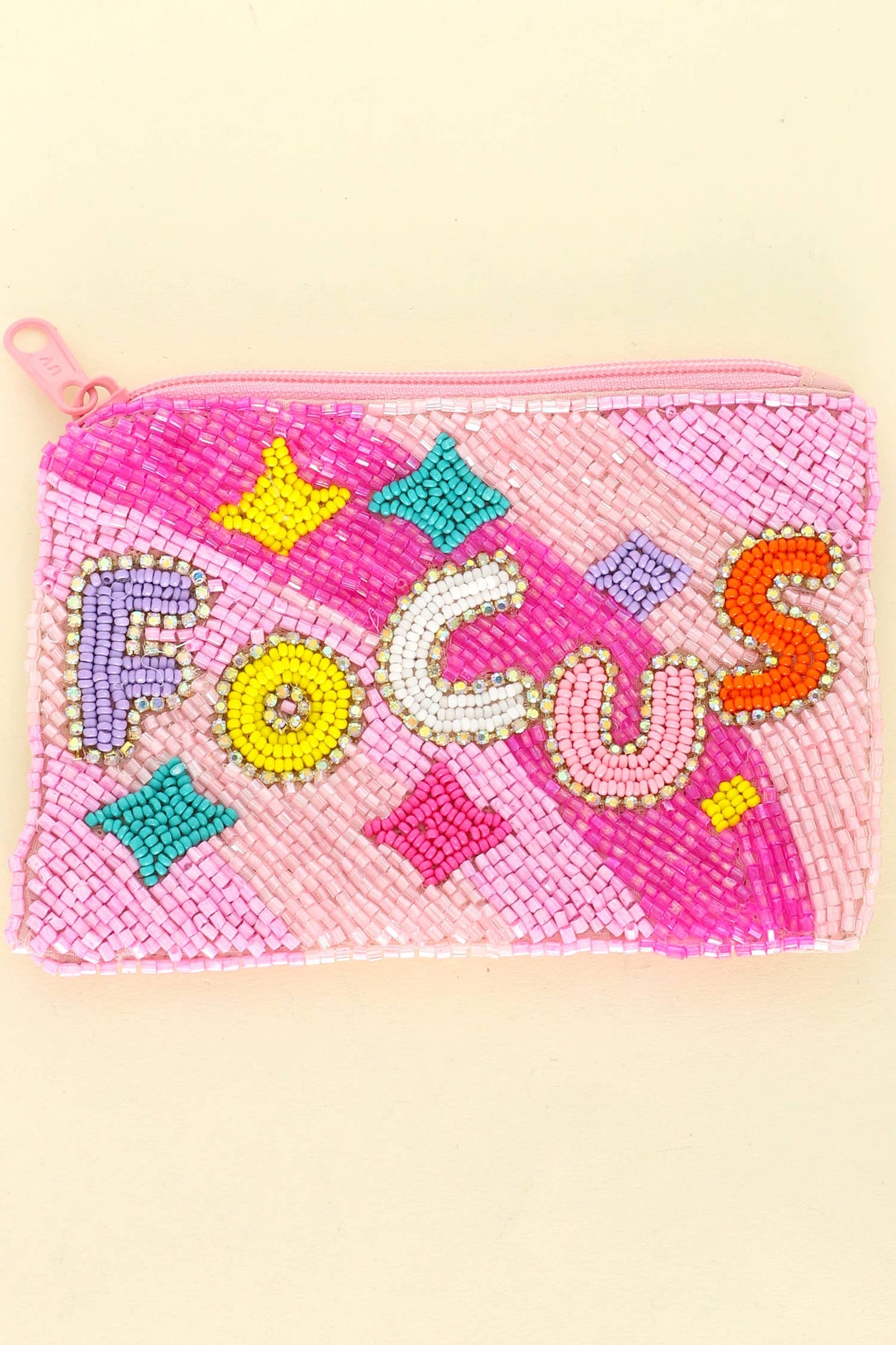Focus Seed Beaded Rhinestone Coin Bag