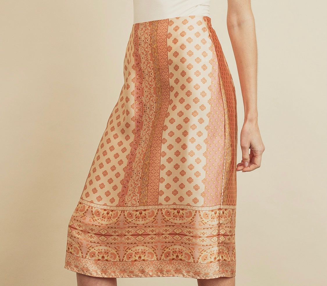 Golden Papaya Midi Skirt