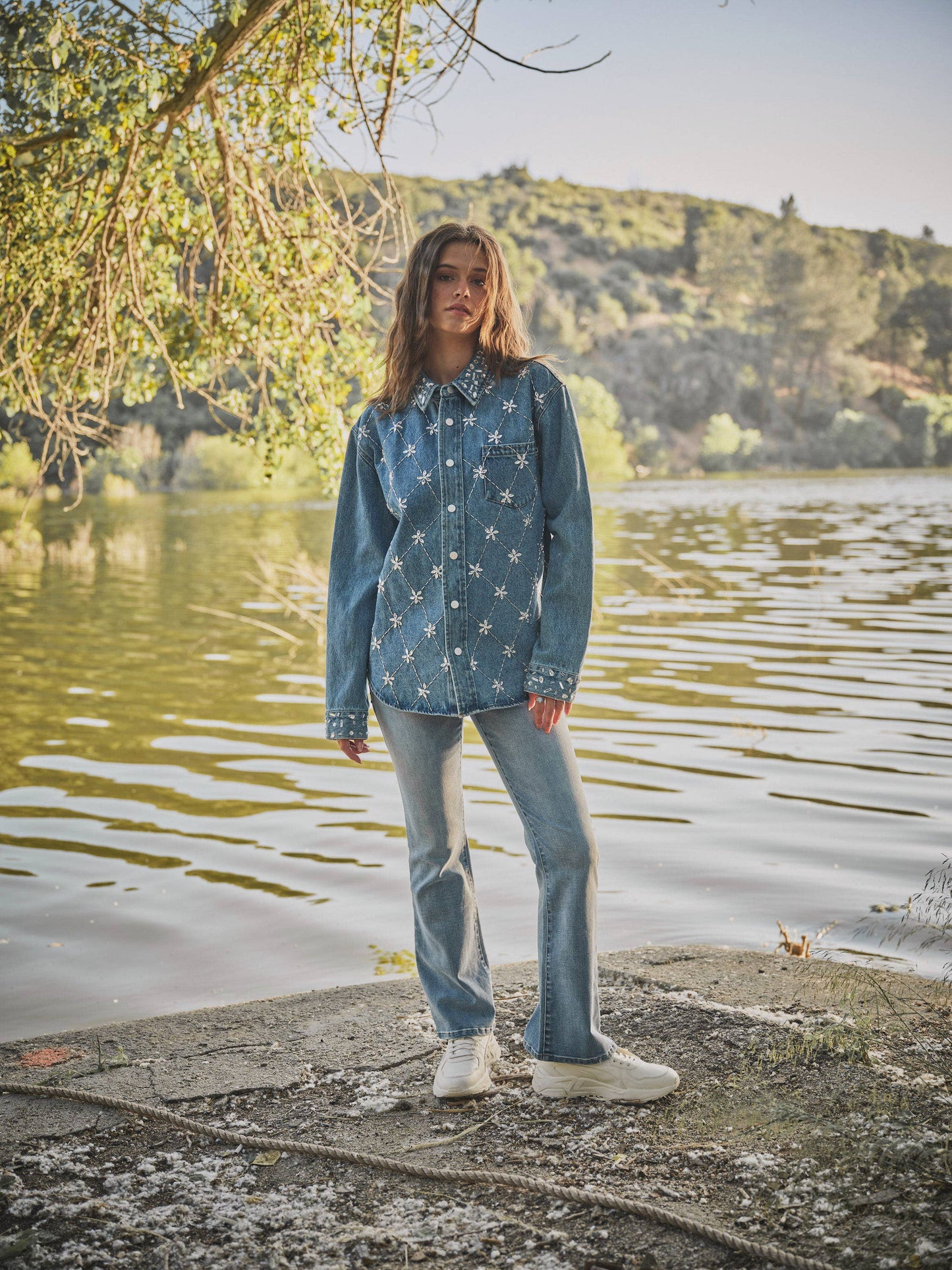 Rhinestone Denim Trucker Jacket