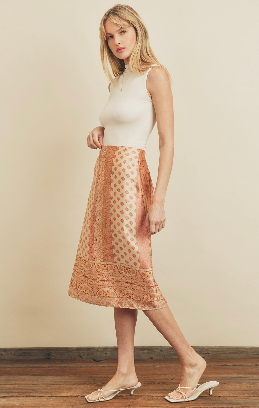 Golden Papaya Midi Skirt