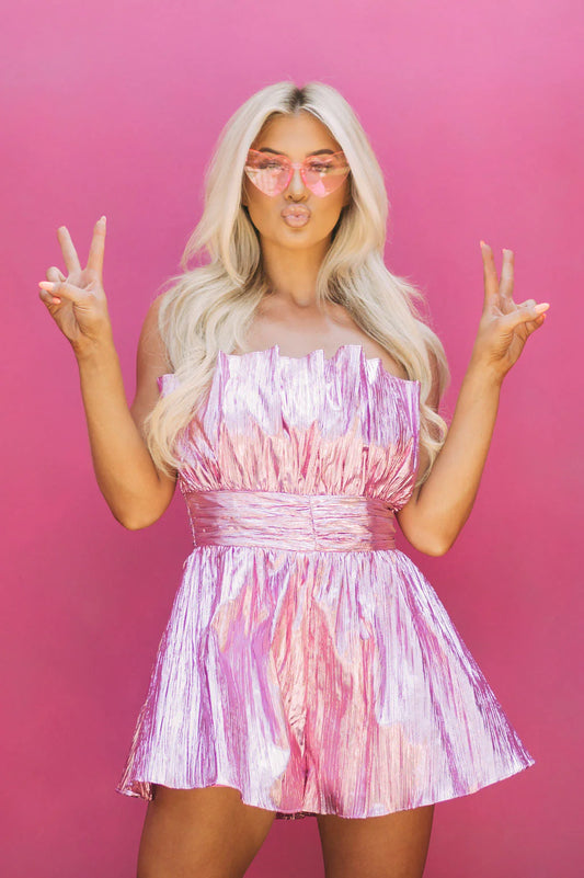 Blush Metallic Romper