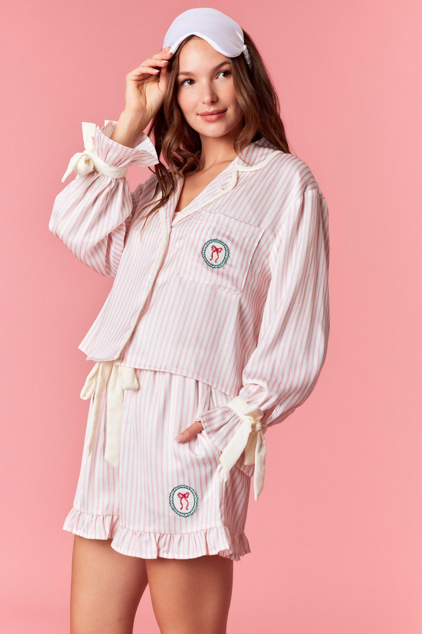 Pinstripe Pajama Set - Holiday